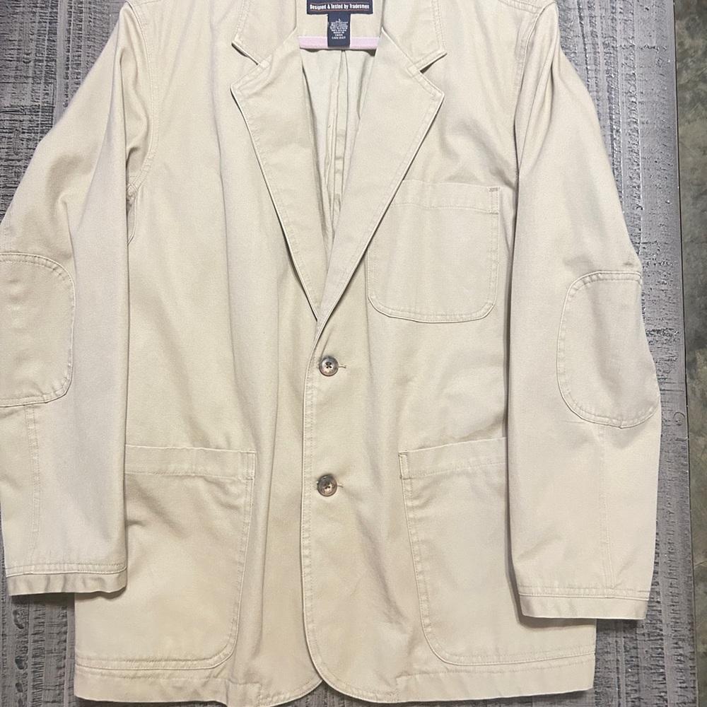 Duluth Trading Co Cream Blazer with Elbow Patches